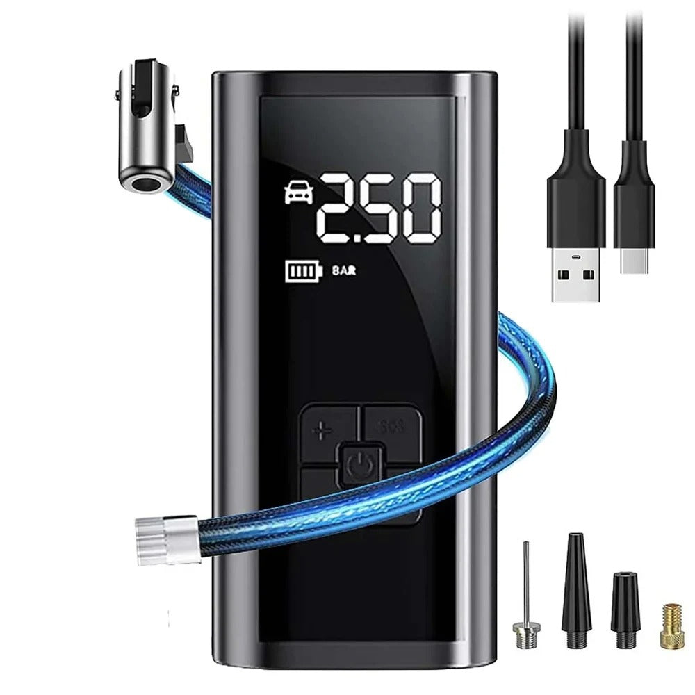 Portable Rechargeable Tire Inflator with Digital Gauge
