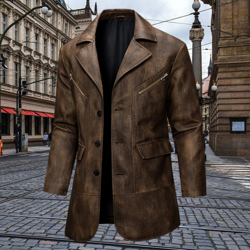 Men's Loose-Fit Faux Leather Jacket