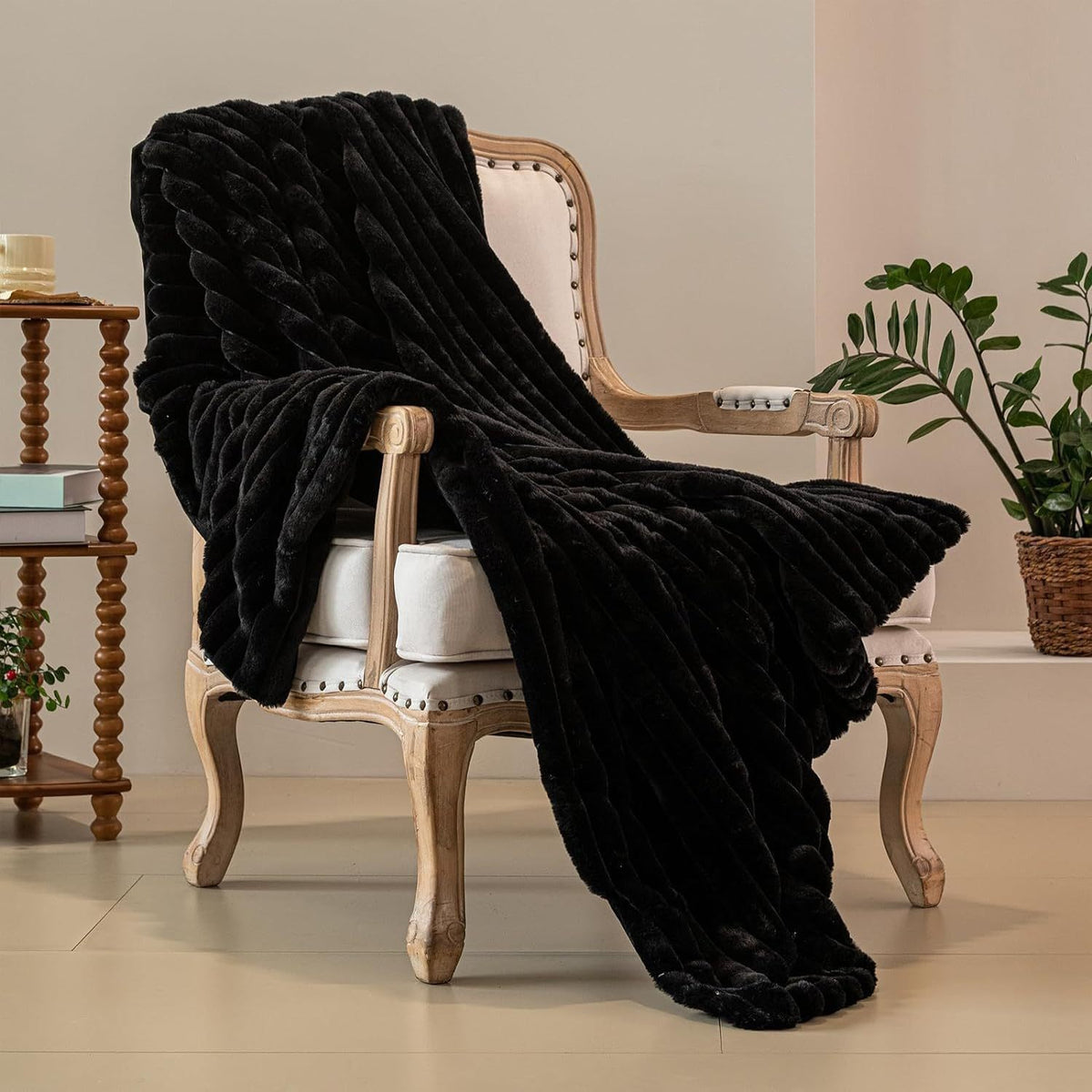Thick Faux Rabbit Fur Throw Blanket