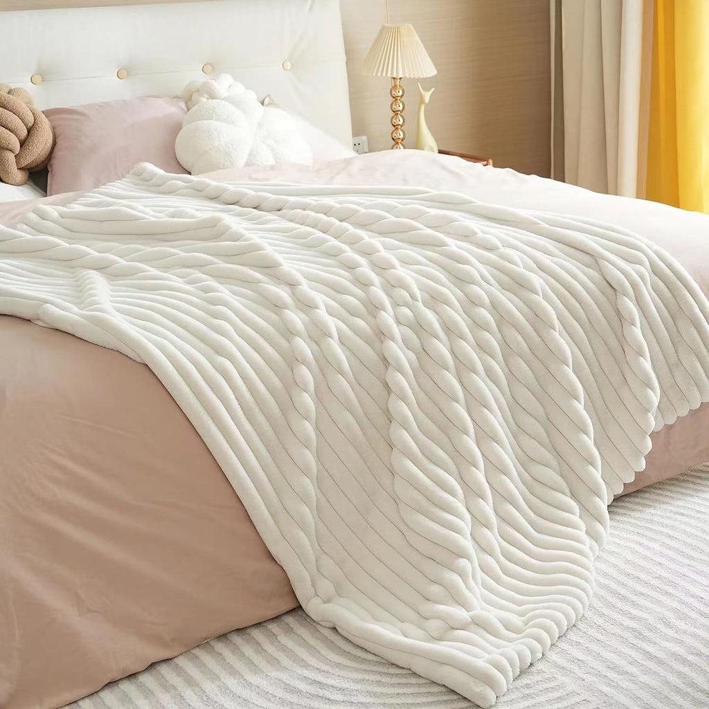 Thick Faux Rabbit Fur Throw Blanket
