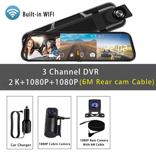 10-Inch Touchscreen Dash Cam — Front & Rear, WiFi, GPS, ADAS