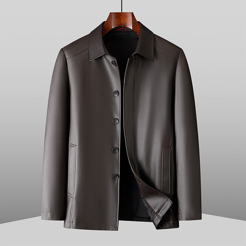 Men's Mid-Length Faux Leather Jacket