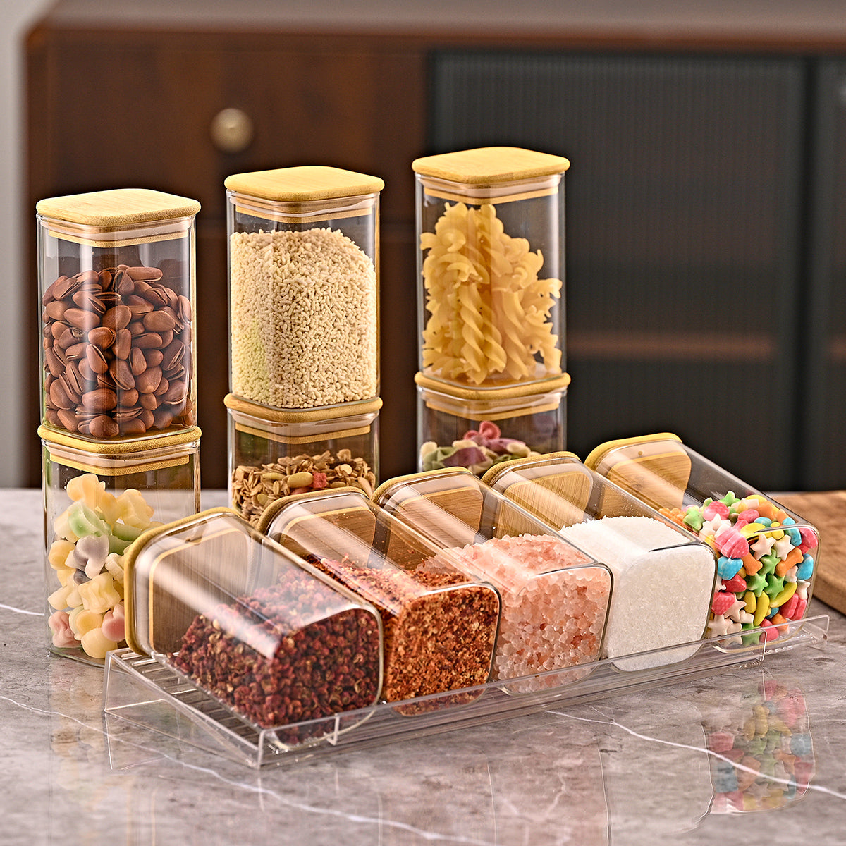 4-Tier Clear Spice Rack Organizer (Set of 4)