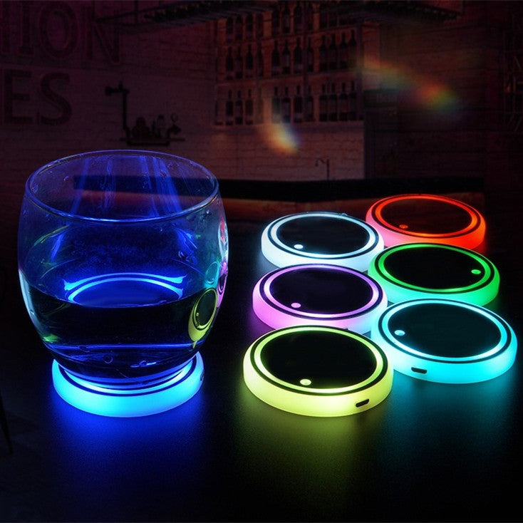 Colorful Cup Holder LED Light-up Coaster Solar USB Charging