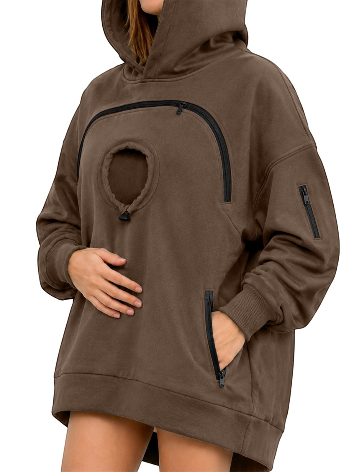 Women's Fleece Hoodie with Cat Pocket