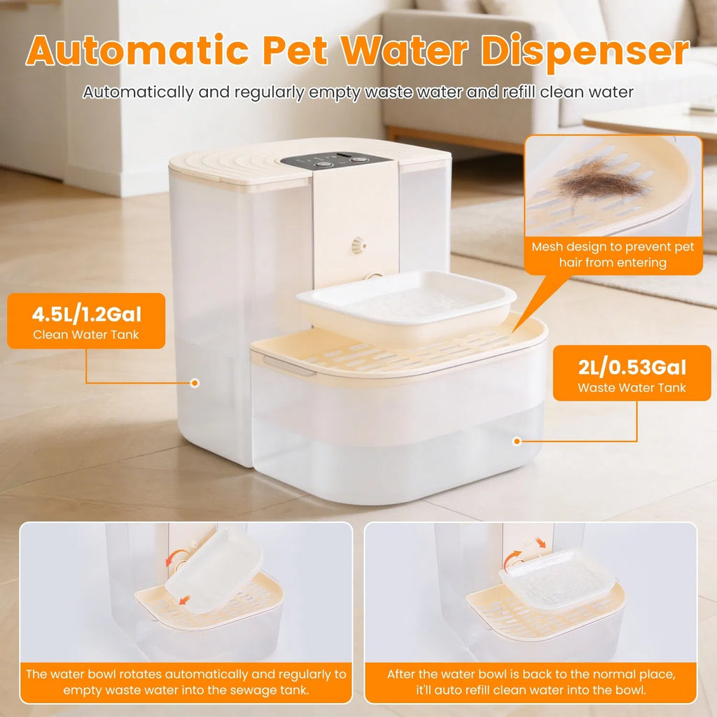 Cordless 4.5L Pet Water Fountain with Dual-Tank Filtration