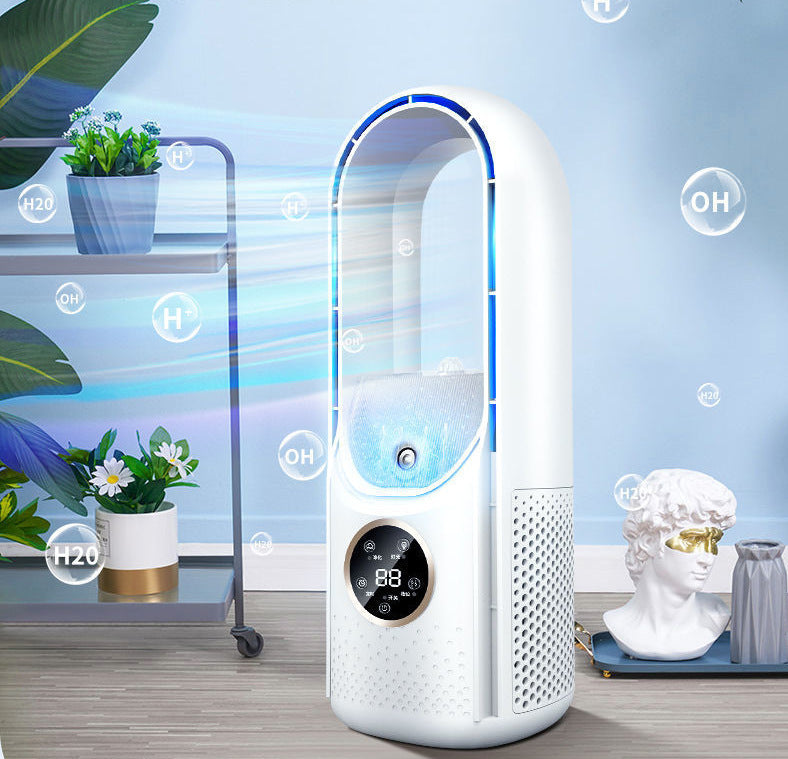 Portable USB Air Cooler Leafless Electric Fan Silent Timer