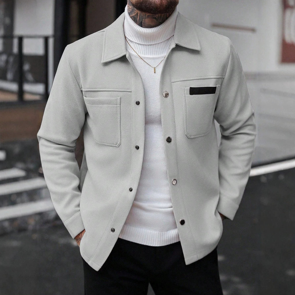Men's Single-Breasted Wool-Blend Pocket Jacket