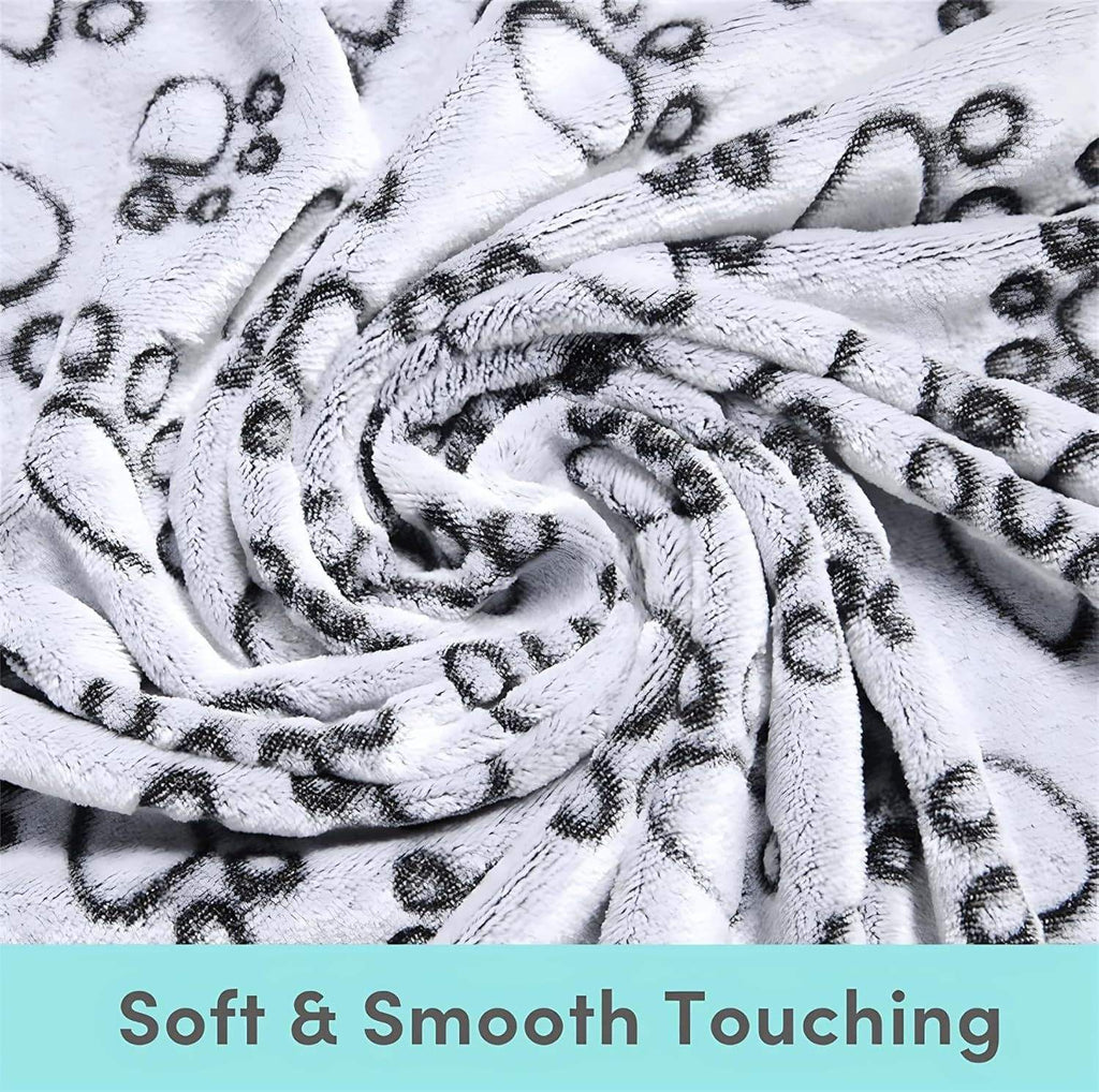 Soft Fleece Paw Print Pet Blanket 3-Pack - Washable Dog & Cat