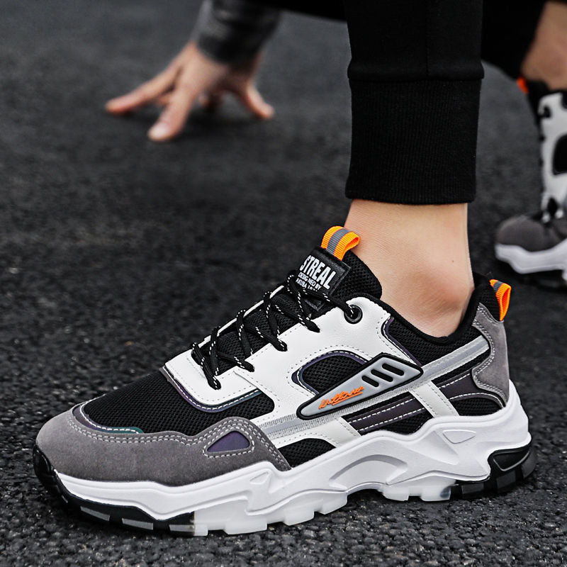 Black White Lace-up Sneakers Men Outdoor Breathable Csual Mesh