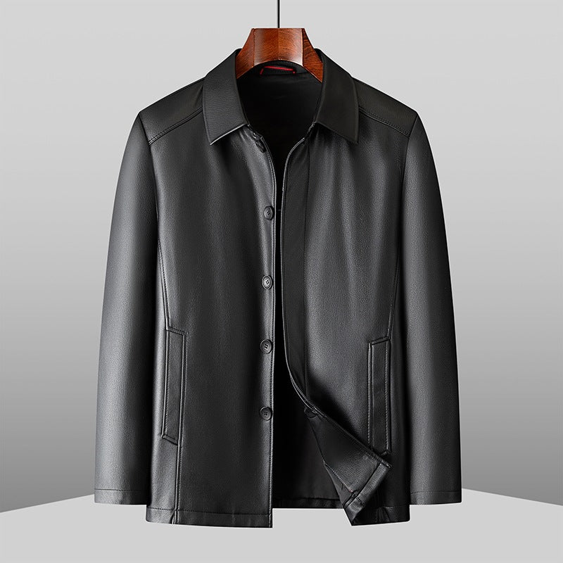 Men's Mid-Length Faux Leather Jacket