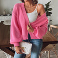 Women's Lantern-Sleeve Cropped Knit Cardigan