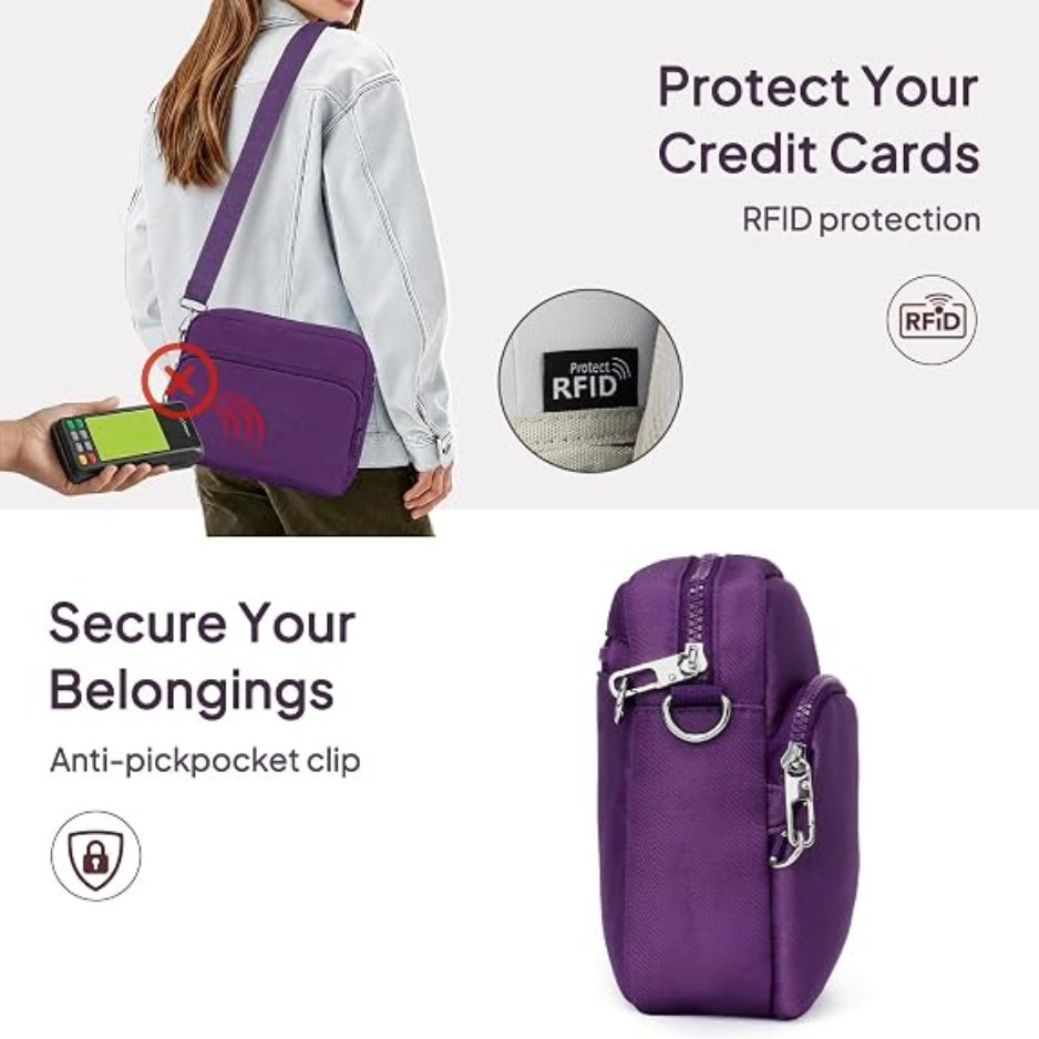 Anti-Theft RFID Crossbody Travel Bag - Lightweight Shoulder Bag