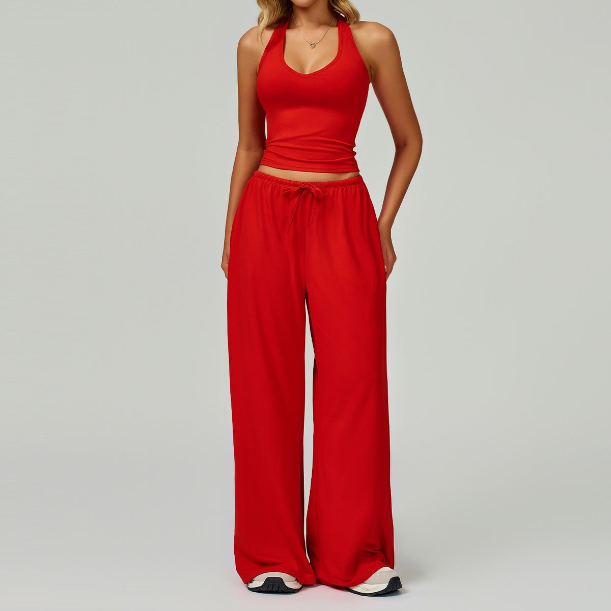 Quick-Dry Brushed Yoga Set – Tank Top & Leggings