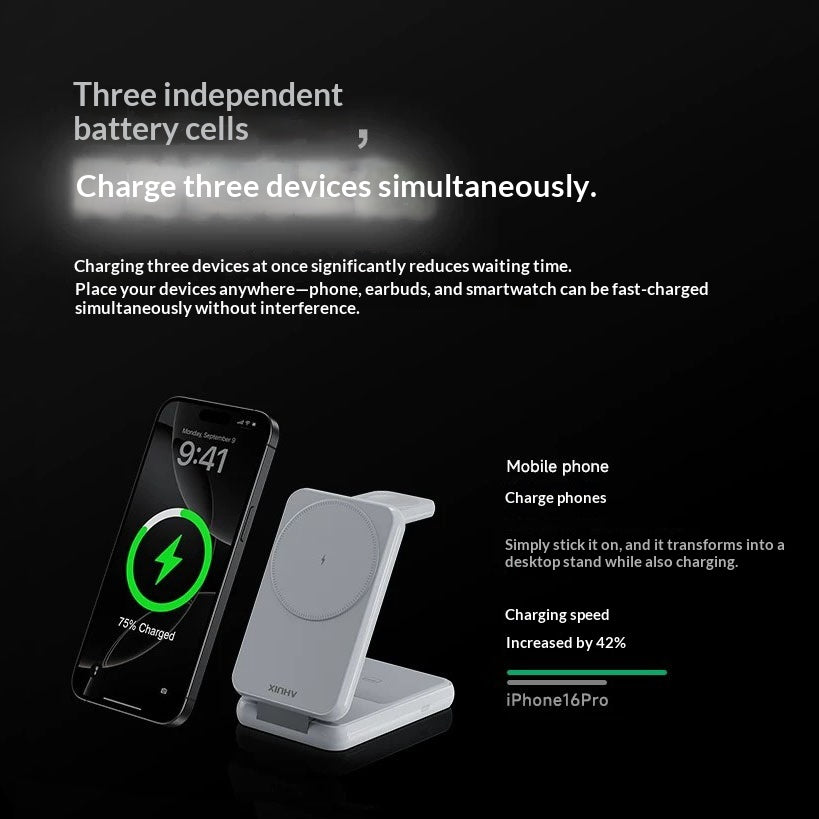 Foldable 3-in-1 Magnetic Wireless Charging Station
