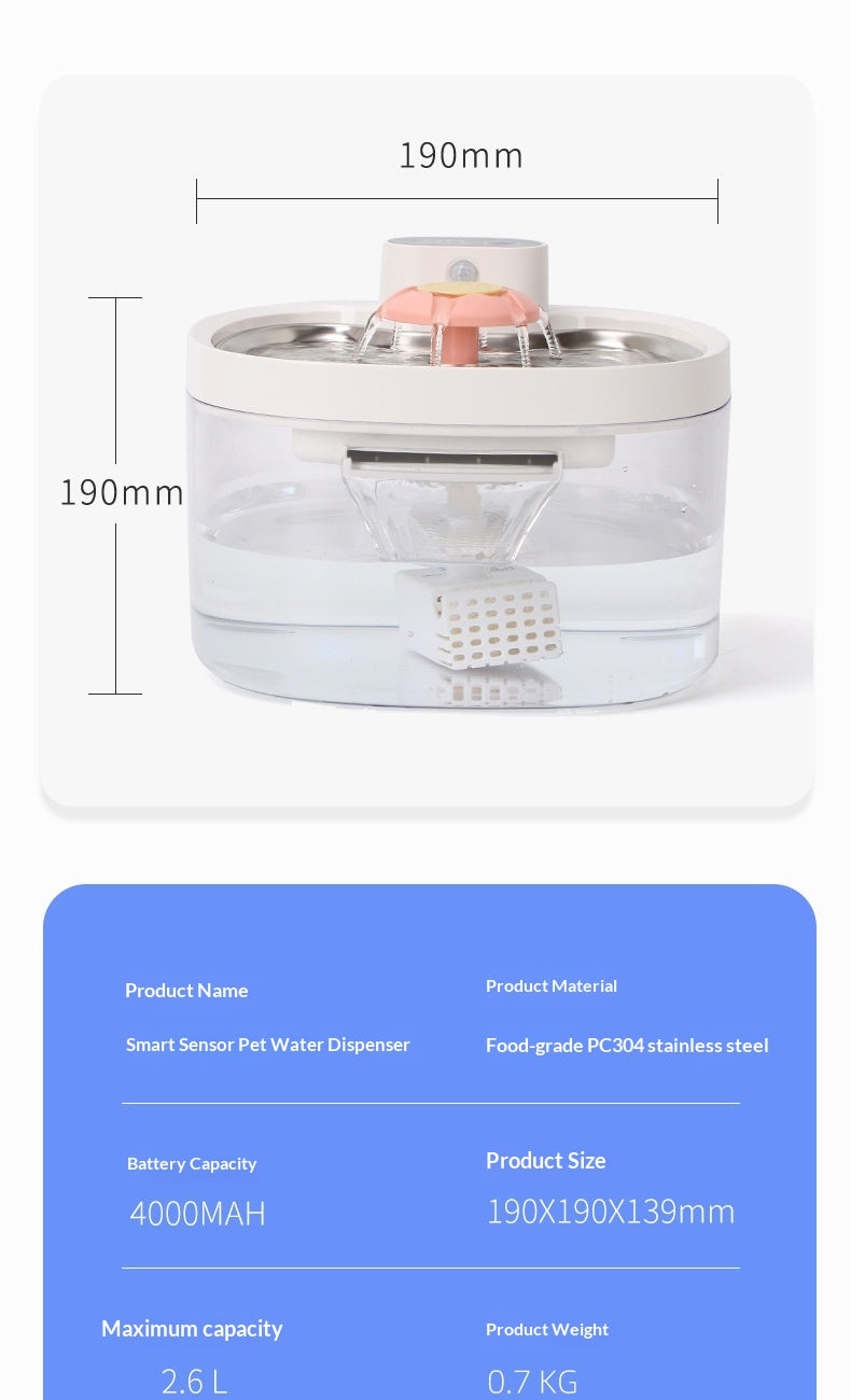 Flower Pet Water Fountain with Filter