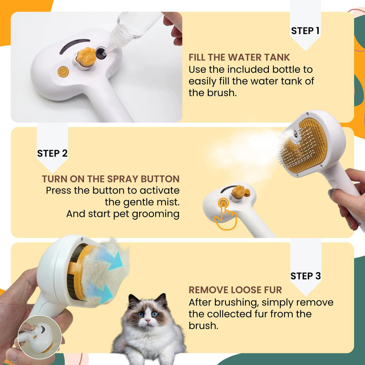 Water Brush For Dog Cat Mist Short Long Haired Dogs Cats