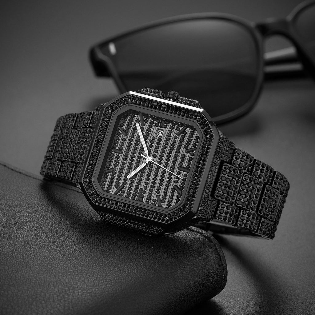 Men's Square Crystal-Accent Quartz Watch