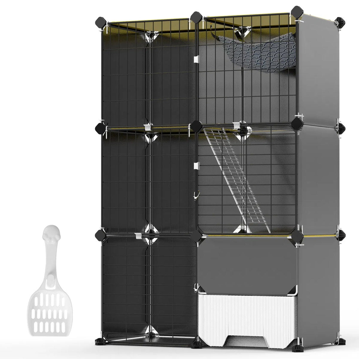 3-Tier Indoor Cat Playpen with Litter Tray & Hammock
