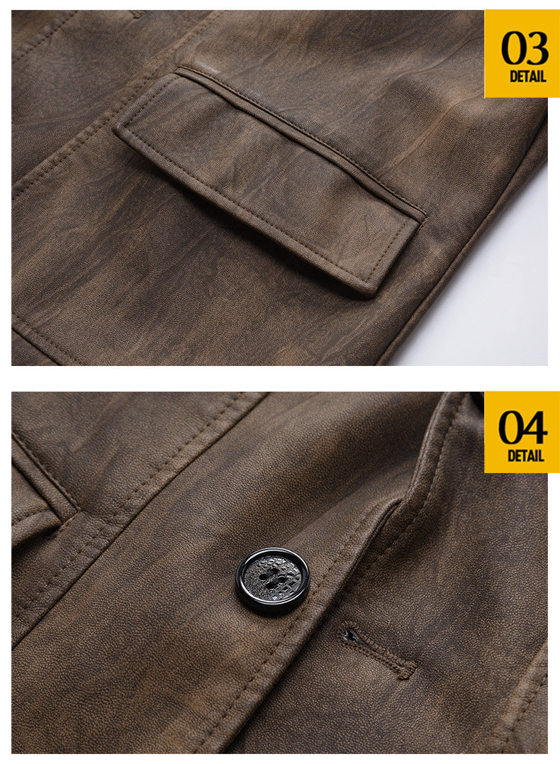 Men's Loose-Fit Faux Leather Jacket