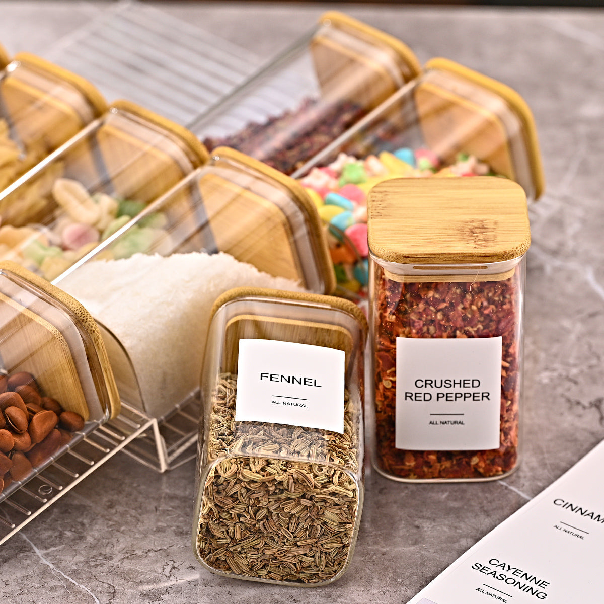 4-Tier Clear Spice Rack Organizer (Set of 4)
