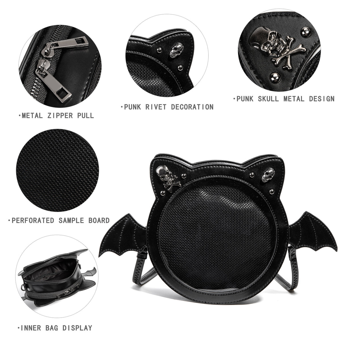 Studded Round Shoulder Crossbody Bag for Women