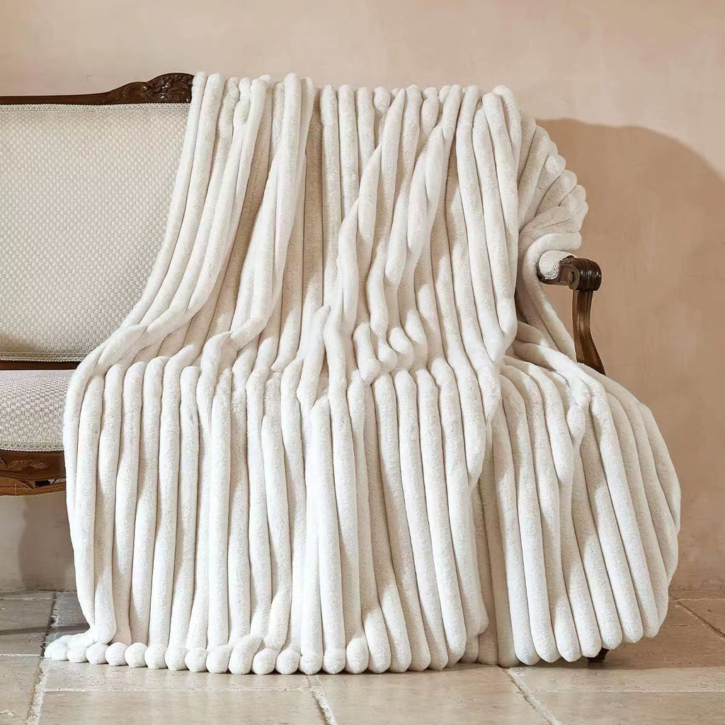 Thick Faux Rabbit Fur Throw Blanket