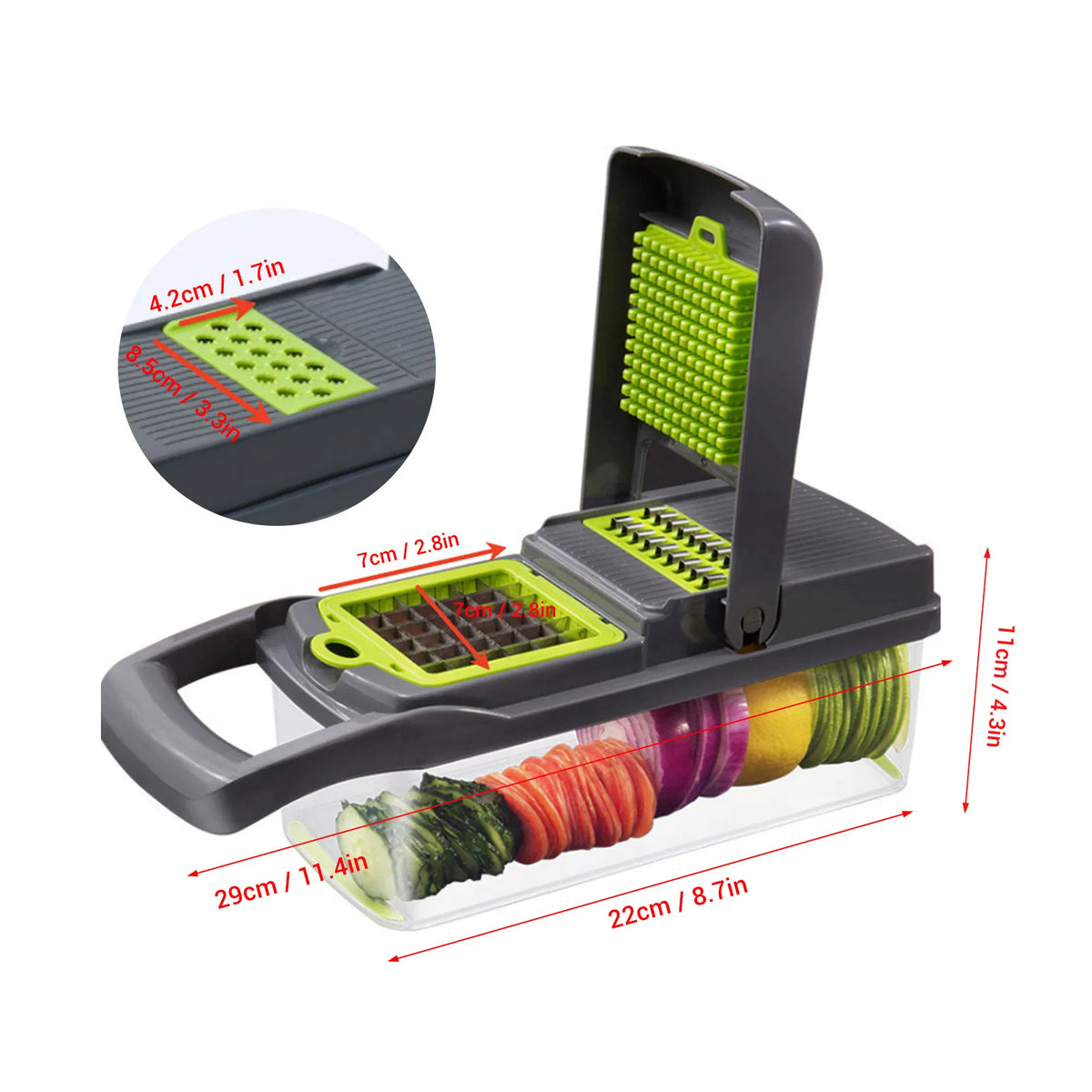 Multi-Blade Vegetable Chopper & Slicer with Container