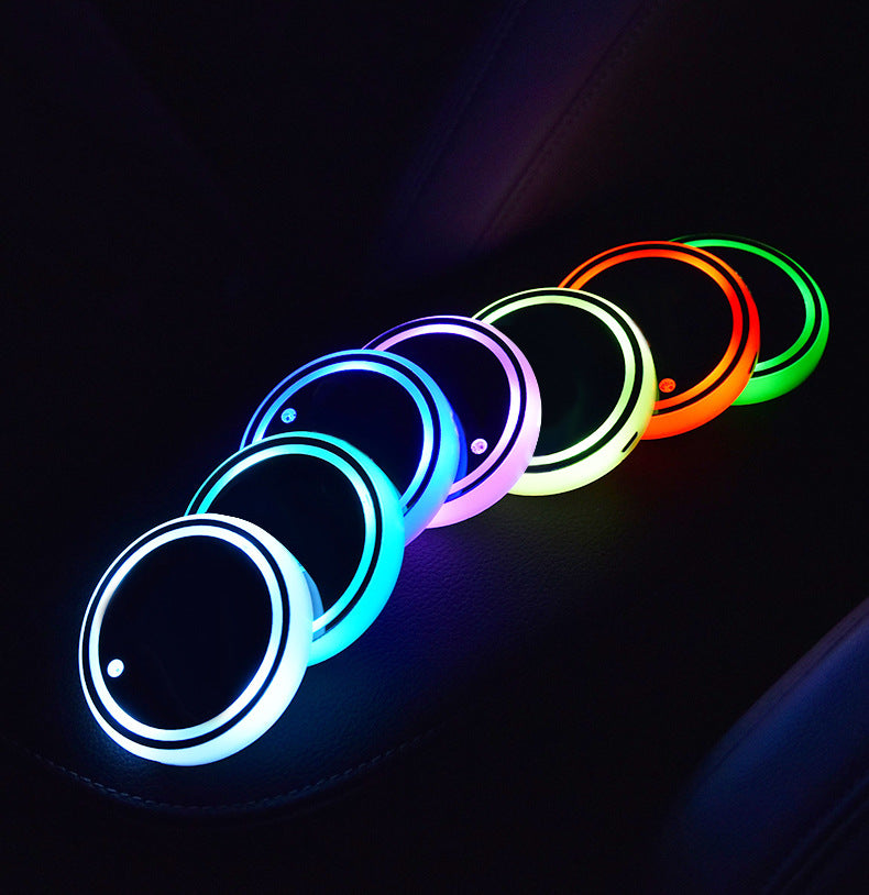 Colorful Cup Holder LED Light-up Coaster Solar USB Charging