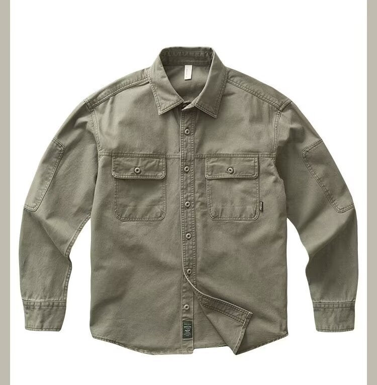 Men's Retro Twill Loose-Fit Work Shirt